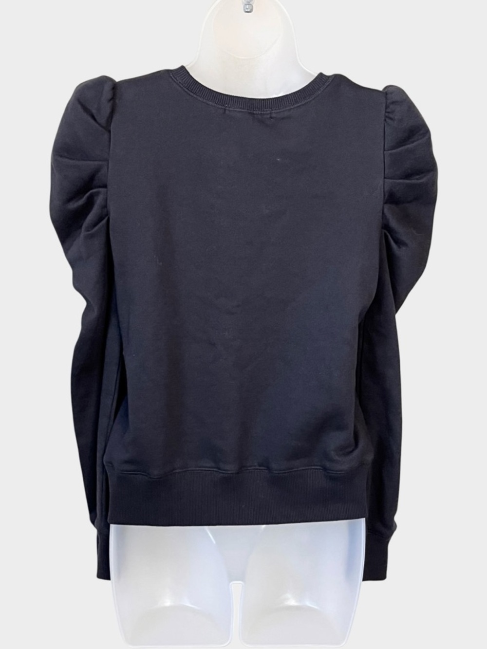 REBECCA MINKOFF Janine Puff Sleeve Sweatshirt Black Size XS Cotton Blend - Picture 3 of 5
